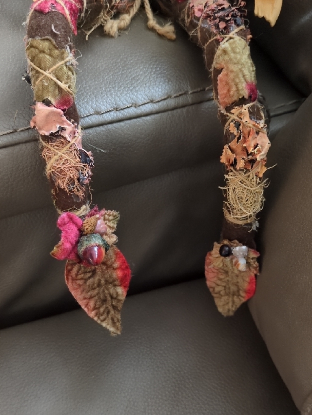 Handcrafted Fairy Doll with Leaf Wings - Brown & Rust Accents - Picture 7 of 7